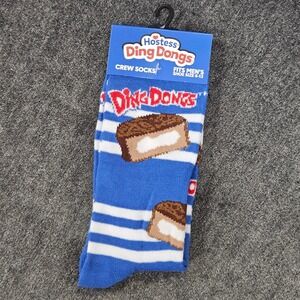 Hostess Ding Dongs Crew Socks Fits Mens Shoe Size 6-12 Blue‎ White Treat